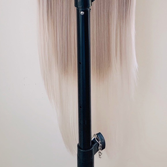 Long 36” Ombre Mocha Platinum Color Premium Fiber Lace Front Wig - Picture 11 of 13